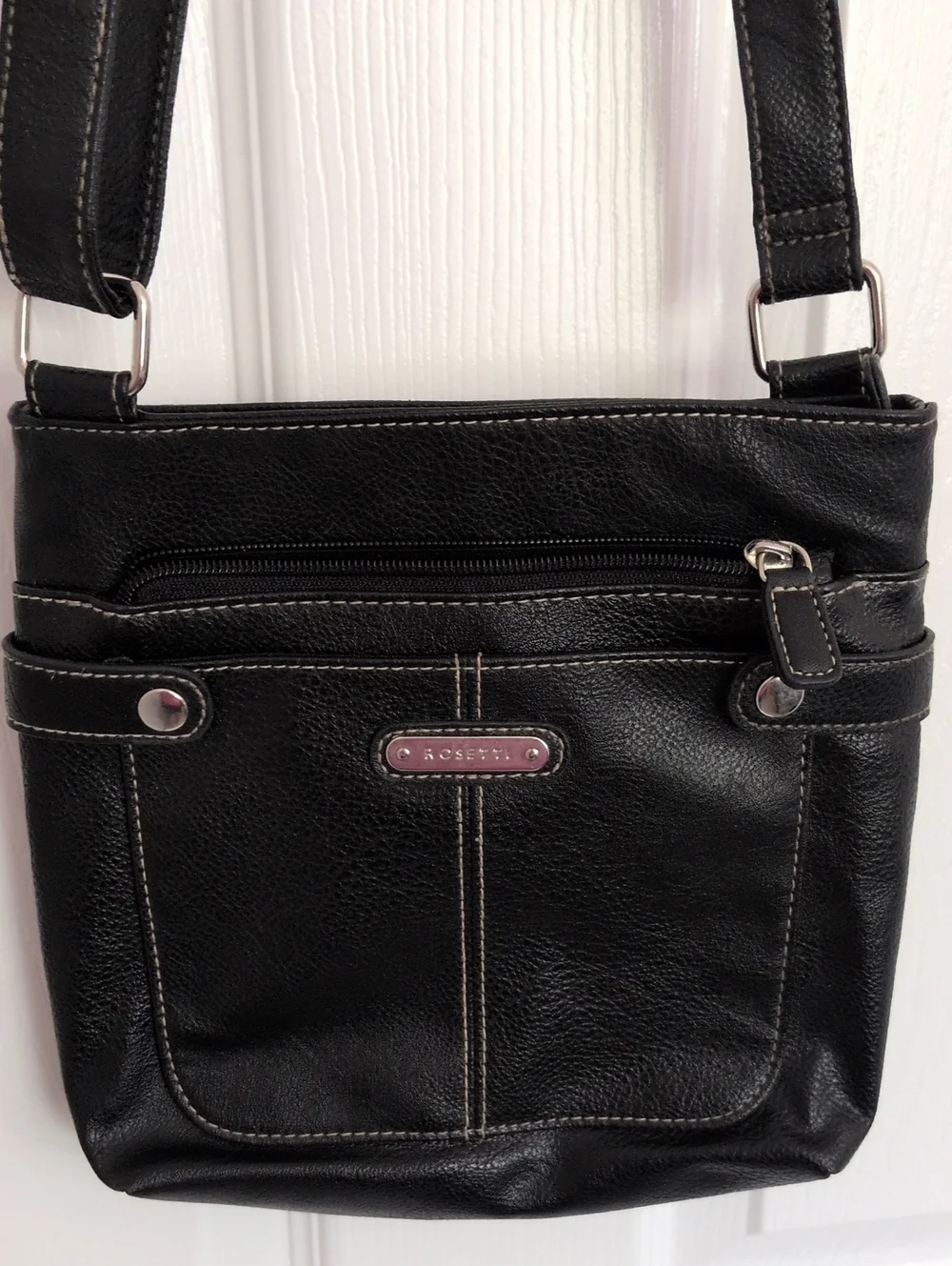 Rosetti Black Pebbled Faux Leather Crossbody
